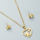 fashion stainless steel hollow heartshaped butterfly four leaf clover necklace earrings setpicture14