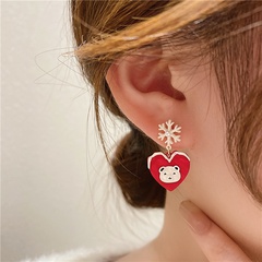 Korea's style autumn and winter snowflake heart 2021 new earrings