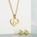 Fashion creative geometric hollow multilayer fivepointed star love necklace earrings setpicture10