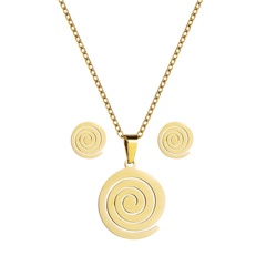 creative geometric heart-shaped circle necklace earrings set fashion titanium steel jewelry