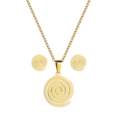 Boucles d'oreilles collier cercle en forme de coeur géométrique créatif ensemble de bijoux en acier au titane de mode's discount tags