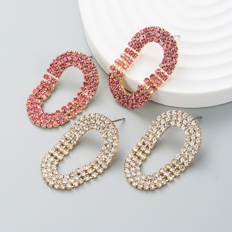 Fashion alloy diamond geometric chain round earrings's discount tags