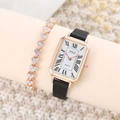 exquisito cuero mujer estudiante pulsera punto diamante reloj británico