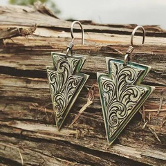 European and American creative embossed floral shield earrings