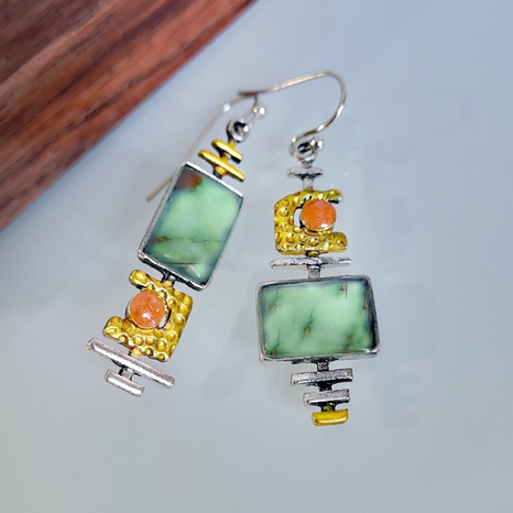 retro creative turquoise color square pendant earrings's discount tags