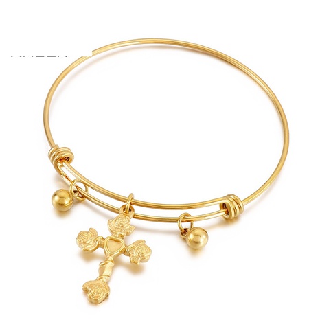 nouveaux bijoux pendentif croix simple bracelet télescopique en acier au titane's discount tags