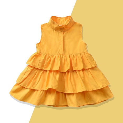solid color sleeveless girls cake dress autumn children's dress's discount tags