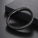 simple contrast color leather black titanium steel braceletpicture10