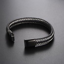 simple contrast color leather black titanium steel braceletpicture11