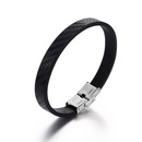 Simple Titanium Steel Black Leather Rope Wrist Accessories Mens Braceletpicture8