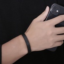 Simple Titanium Steel Black Leather Rope Wrist Accessories Mens Braceletpicture9