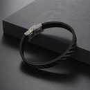 Simple Titanium Steel Black Leather Rope Wrist Accessories Mens Braceletpicture11