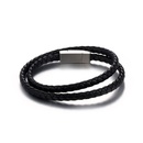 titanium steel buckle leather woven doublelayer leather rope retro hand rope braceletpicture8