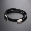 titanium steel buckle leather woven doublelayer leather rope retro hand rope braceletpicture9