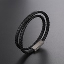 titanium steel buckle leather woven doublelayer leather rope retro hand rope braceletpicture10