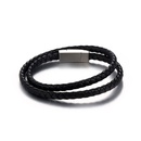 titanium steel buckle leather woven doublelayer leather rope retro hand rope braceletpicture12