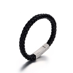 hand-woven cowhide rope simple leather titanium steel bracelet