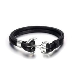 simple multi-layer woven leather cross-border accessories titanium steel anchor leather bracelet