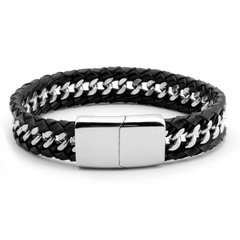 Titanium Steel Chain Leather Retro Punk Men's Bracelet Cowhide Bracelet