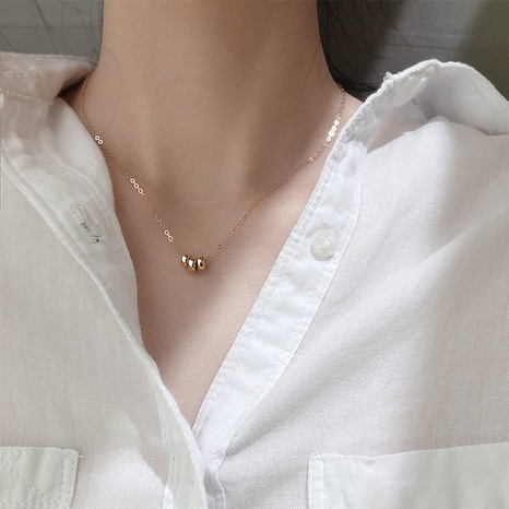 Korean fashion three-ring necklace female Korean niche copper clavicle chain's discount tags