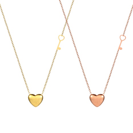 collier de verrouillage de coeur en acier au titane collier de mode féminine chaîne de chandail's discount tags