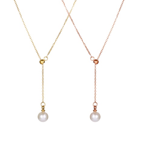 collar de acero de titanio collar de perlas femeninas diseño de nicho femenino cadena de clavícula's discount tags