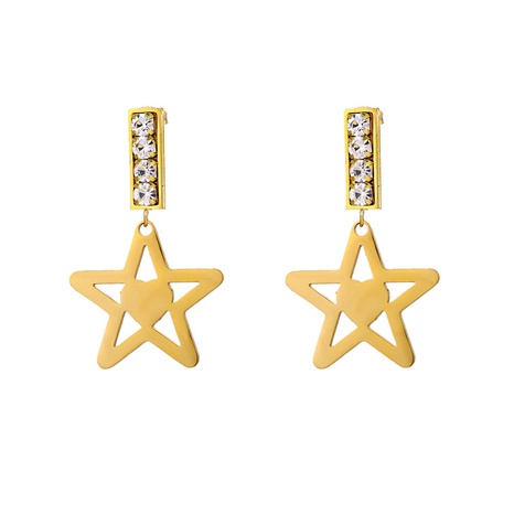 Titanium Steel Five-pointed Star Smiley Pendant Earrings's discount tags
