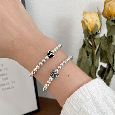 Bracelet coréen nouveau design de niche coeur papillon bracelet simple en cuivre perlé's discount tags