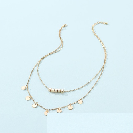 new stacking disc clavicle chain female simple multilayer bead necklace's discount tags