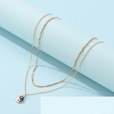 collier double couche de mode collier pendentif en alliage Yin Yang Tai Chi en gros's discount tags