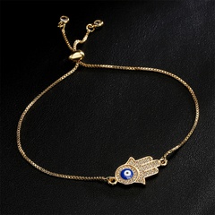fashion drop oil micro-inlaid zircon palm demon eye lucky gold bracelet