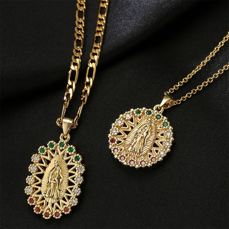 new religious jewelry golden Virgin Mary necklace zircon necklace female wholesale's discount tags