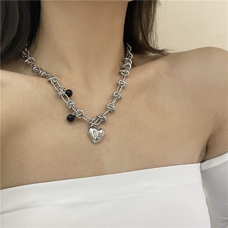 Titanium teel heart necklace female personality thorn sweater chain bracelet NHYQ546273's discount tags