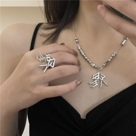 Niche design character pendant hip-hop titanium steel clavicle chain earrings  NHYQ546277's discount tags