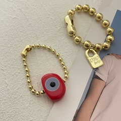 Beaded cute big eye metal bracelet European and American lock pendant bracelet