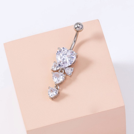 belly button nail fashion zircon heart bow knot belly button ring piercing jewelry NHDB546400's discount tags
