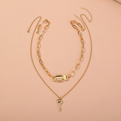 2021 trend multi-layered detachable necklace lock pendant clavicle chain wholesale's discount tags