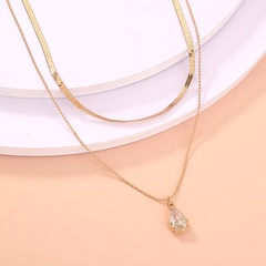 European and American simple light luxury water drop zircon edging pendant necklace
