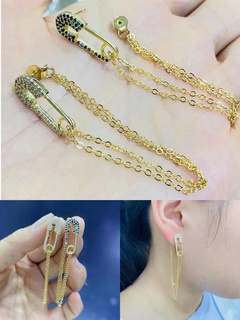 simple paper clip tassel copper geometric irregular pin flower long earrings wholesale