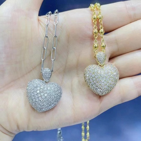Koreanische Mode Halskette weibliche Kupfer 18K vergoldet Pfirsich Herz Schlüsselbein Kette's discount tags