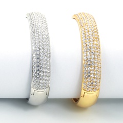 Korean exaggerated autumn and winter new wide edge diamond copper bracelet