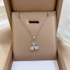 Titanium steel geometric triangle full diamond zircon light luxury design necklace