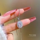 Titanium steel geometric full diamond zircon necklace female simple clavicle chainpicture8