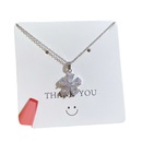 Titanium steel Five petal flower full diamond zircon necklace female simple clavicle chainpicture9