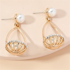 vintage fashion baroque pearl flower basket shape pendant earrings