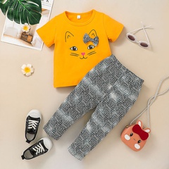 Vêtements pour enfants à manches courtes costume mignon bébé T-shirt pantalon deux pièces vêtements pour enfants