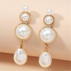 vintage fashion baroque pearl round oval pendant earrings