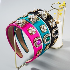 bandeau baroque créatif avec strass et bandeau de perles couronne de tissu de couleur abeille couvre-chef
