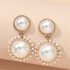 vintage fashion baroque round pearl pendant earrings