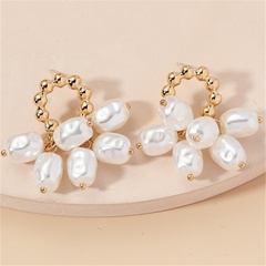 vintage fashion baroque pearl flower drop earrings